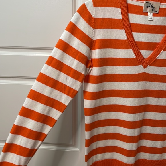 Milly small orange and white striped sweater - Picture 5 of 11